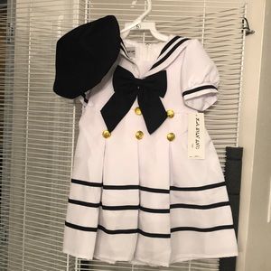 LA SUN INC sailor dress with hat Size 5 NEW